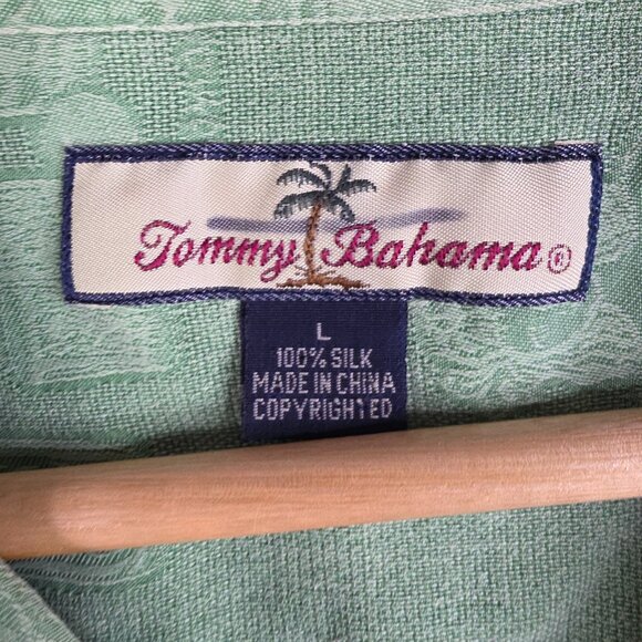 Tommy Bahama Shirt Men Size Large Green Hulu Girls Martinis Silk Button Down VTG - Picture 6 of 8